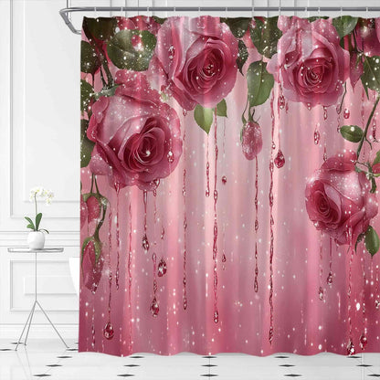 Tenda da doccia con stampa romantica di rose - image 1