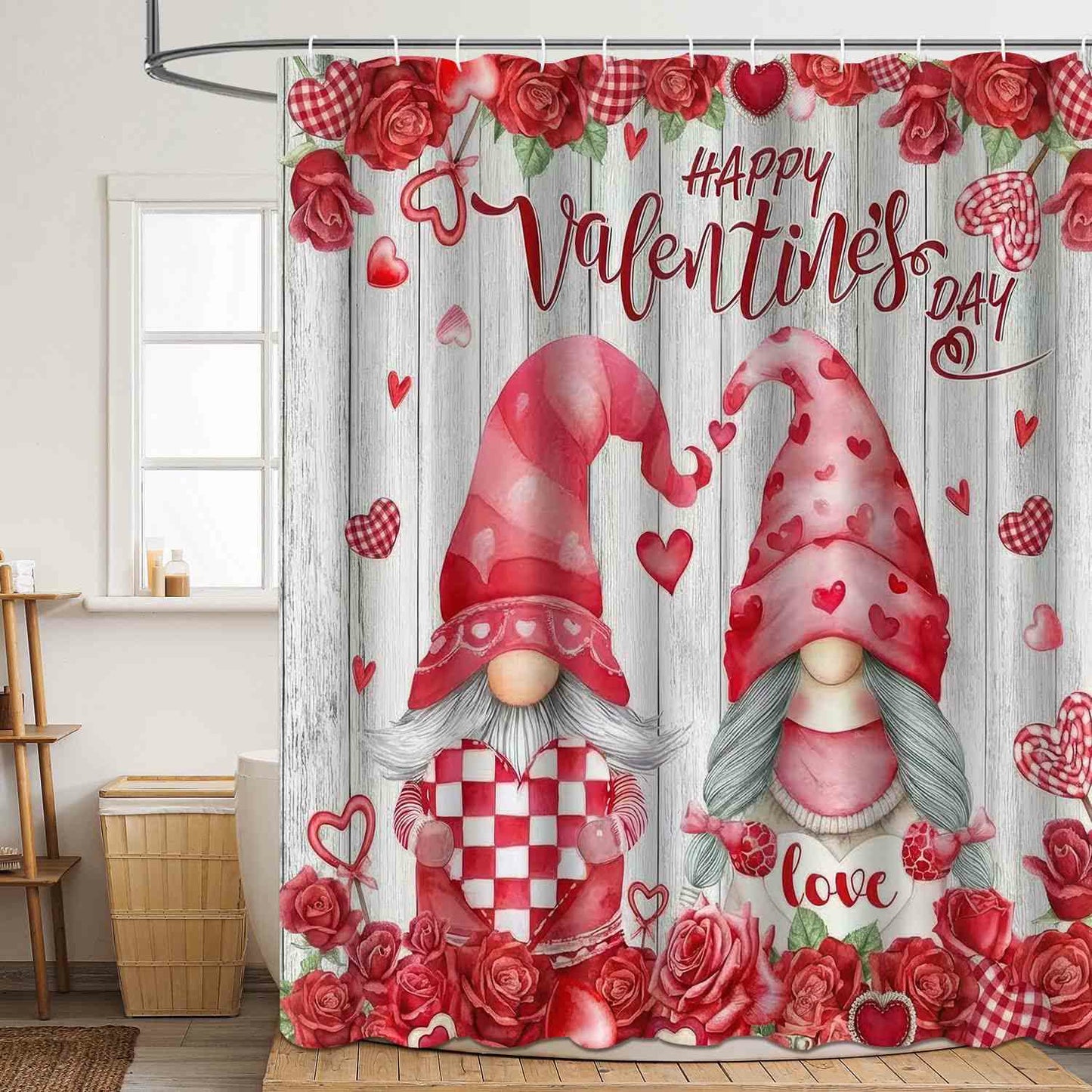 Tenda da doccia con stampa romantica per San Valentino - D - 180cm x 200cm - image 3