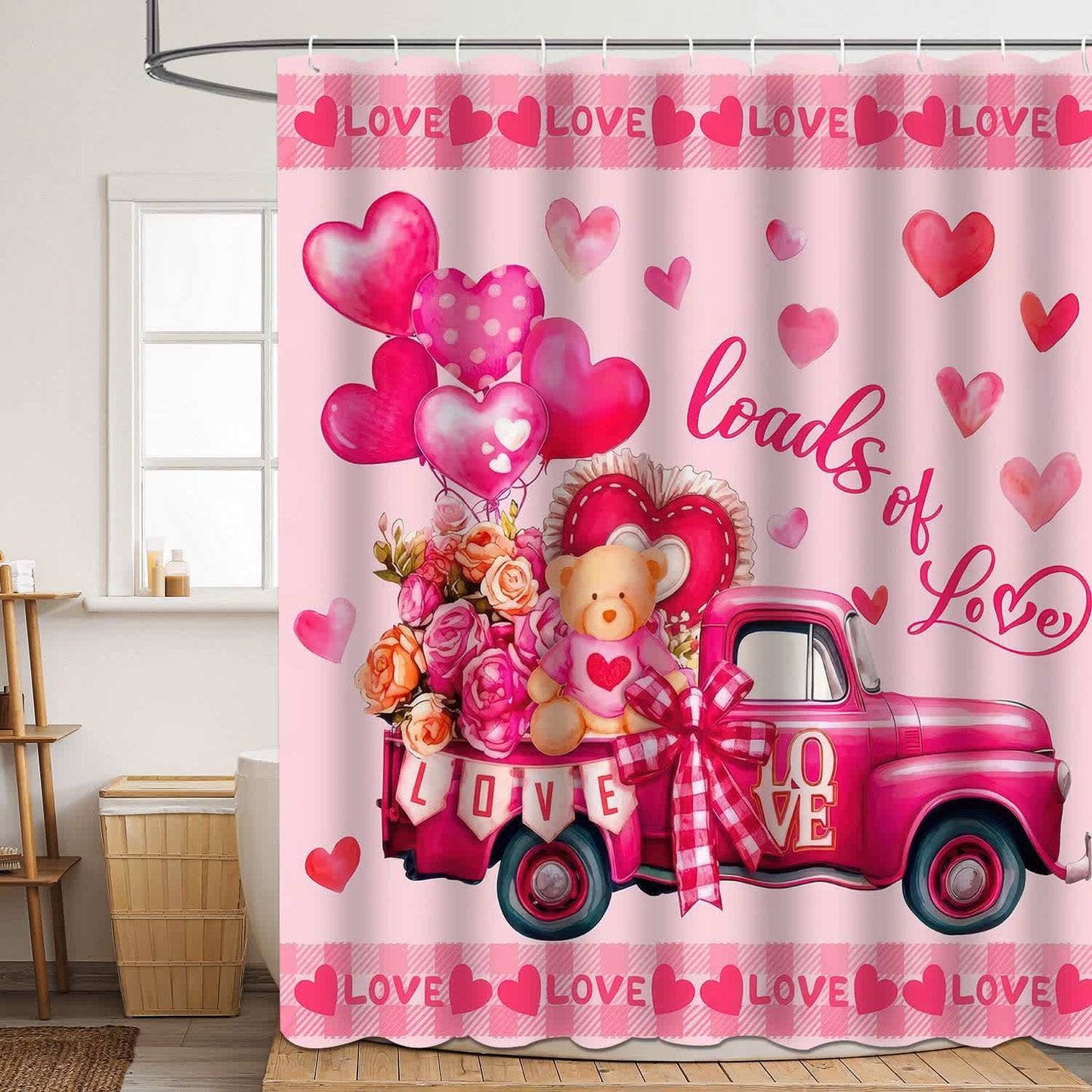 Tenda da doccia con stampa romantica per San Valentino - E - 180cm x 200cm - image 4