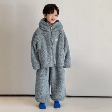 Completo da notte per bambini con cappuccio e cerniera - Blu - Bambino: 170 cm - image 0