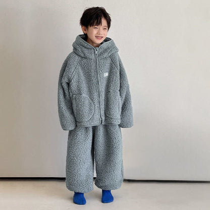 Completo da notte per bambini con cappuccio e cerniera - Blu - Bambino: 170 cm - image 0