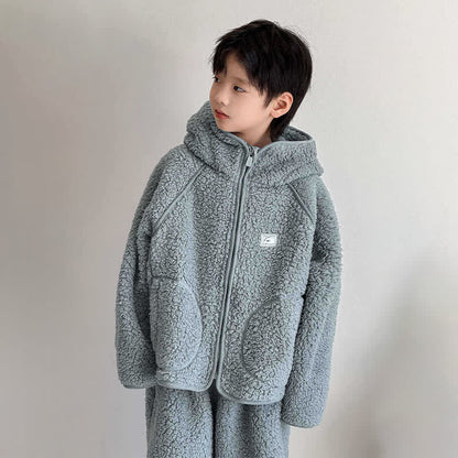 Completo da notte per bambini con cappuccio e cerniera - image 1