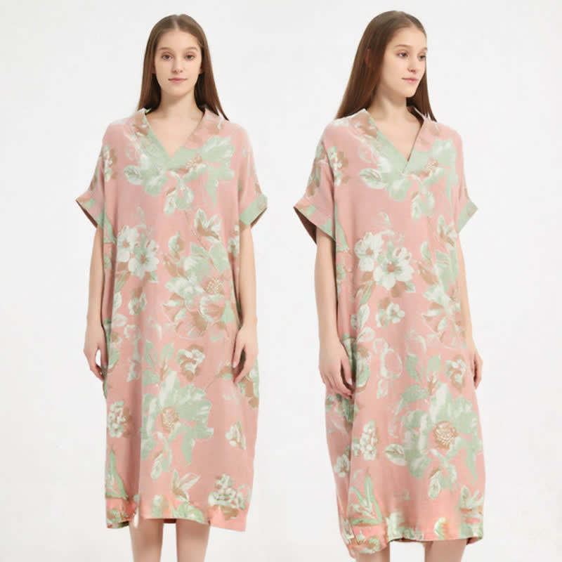 Camicia da notte floreale in garza jacquard a doppio strato - image 1