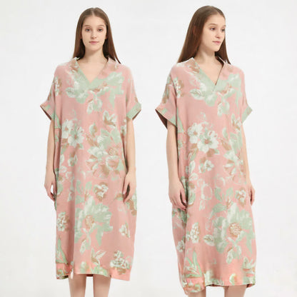 Camicia da notte floreale in garza jacquard a doppio strato - image 1