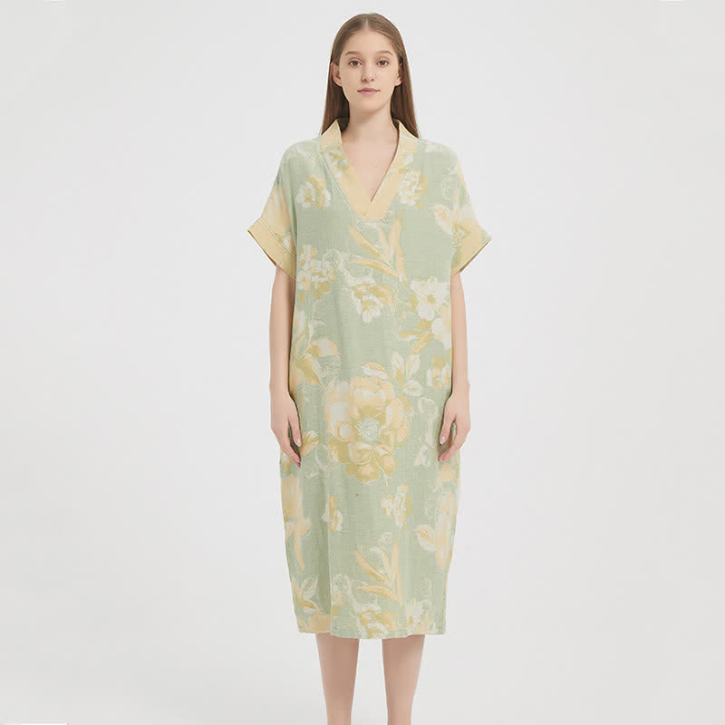 Camicia da notte floreale in garza jacquard a doppio strato - image 5