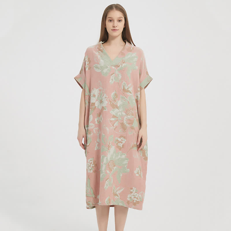 Camicia da notte floreale in garza jacquard a doppio strato - image 2