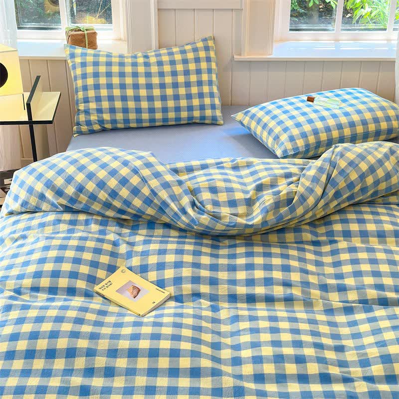 Set di biancheria da letto in puro cotone con motivo a scacchi - image 2