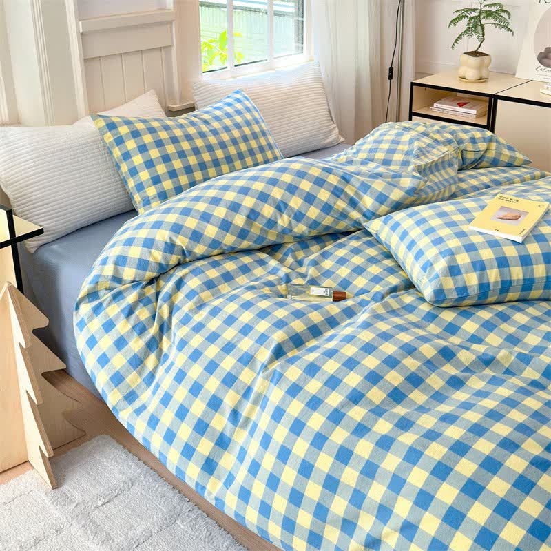 Set di biancheria da letto in puro cotone con motivo a scacchi - image 3
