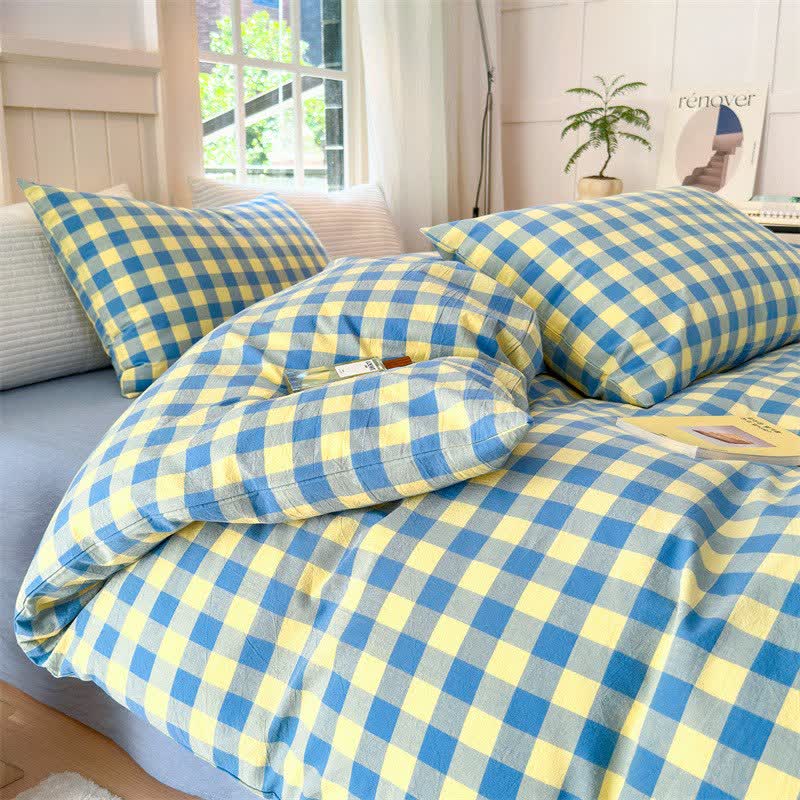 Set di biancheria da letto in puro cotone con motivo a scacchi - image 4