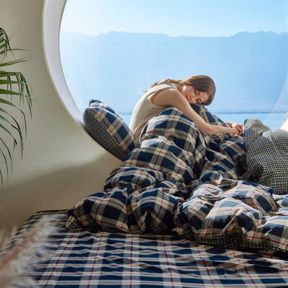 Set di biancheria da letto in cotone a quadri di grandi dimensioni - image 2