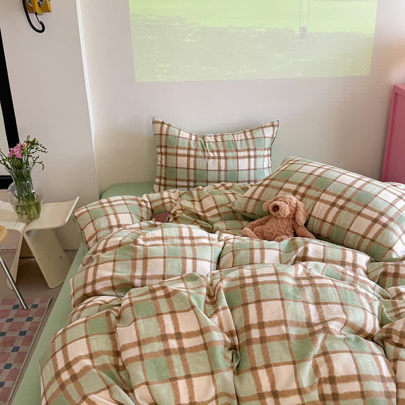 Set di biancheria da letto in garza di cotone dallo stile fresco - Verde - Matrimoniale Grande - image 2