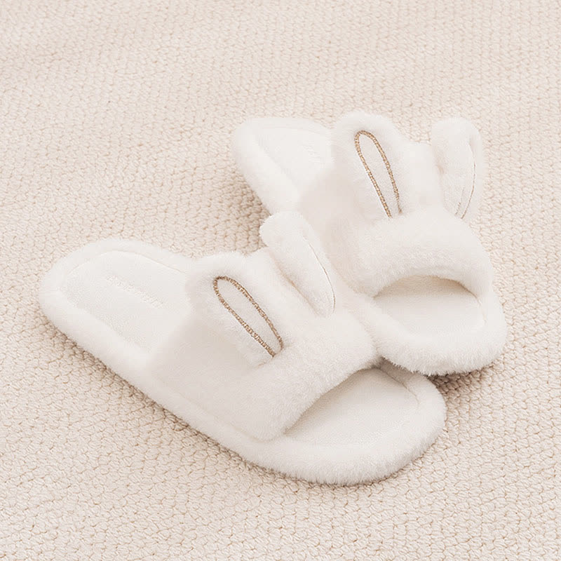 Ciabatte aperte a forma di coniglietto in peluche - Bianco - XL - image 8