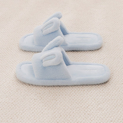 Ciabatte aperte a forma di coniglietto in peluche - Blu - XL - image 2