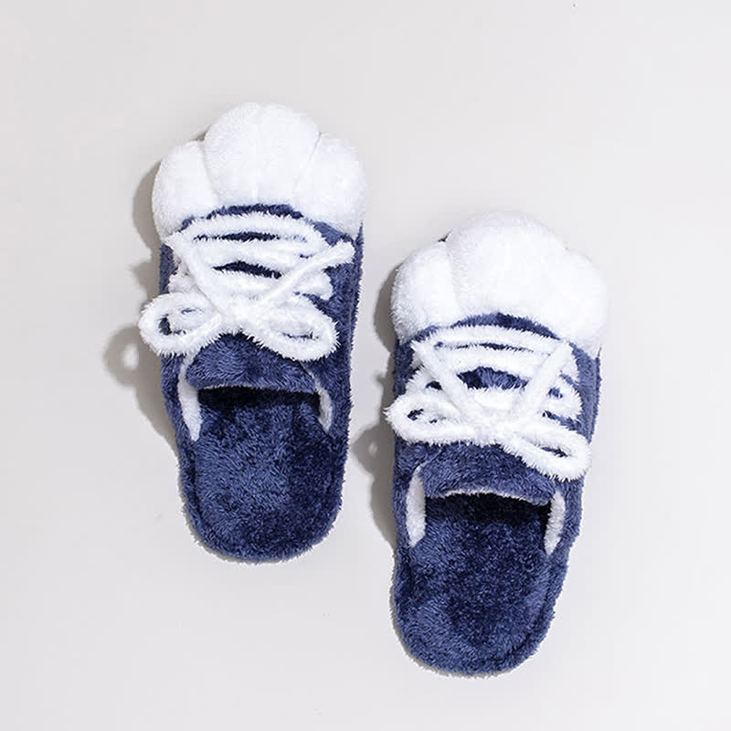 Pantofole di peluche con lacci e punta chiusa a forma di zampa di gatto - image 7