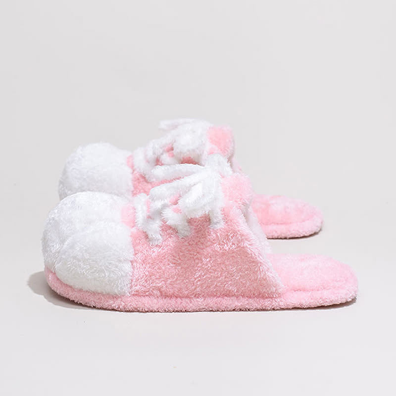 Pantofole di peluche con lacci e punta chiusa a forma di zampa di gatto - image 3