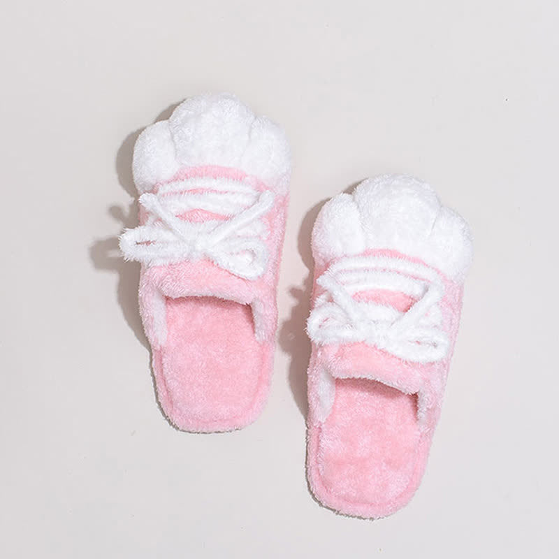 Pantofole di peluche con lacci e punta chiusa a forma di zampa di gatto - image 2