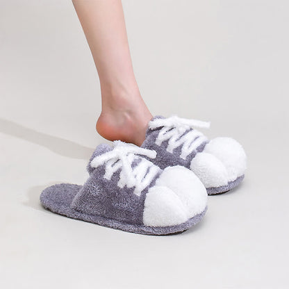 Pantofole di peluche con lacci e punta chiusa a forma di zampa di gatto - image 9
