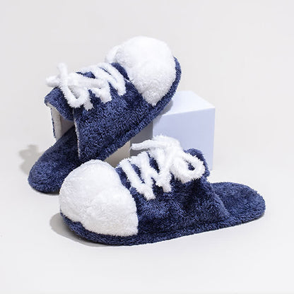 Pantofole di peluche con lacci e punta chiusa a forma di zampa di gatto - Blu - L - image 6