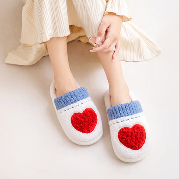 Pantofole di peluche con motivo a cuore - Rosso e blu - XL - image 0