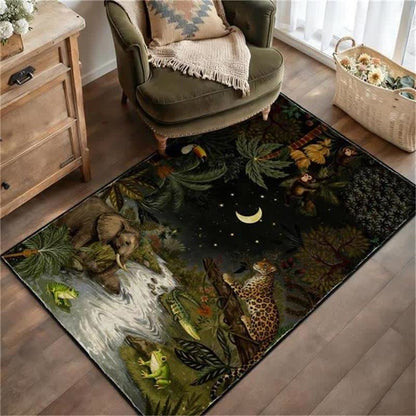 Tappeto rettangolare con scena di fauna selvatica tropicale - Nero - 95" x 119" - image 7