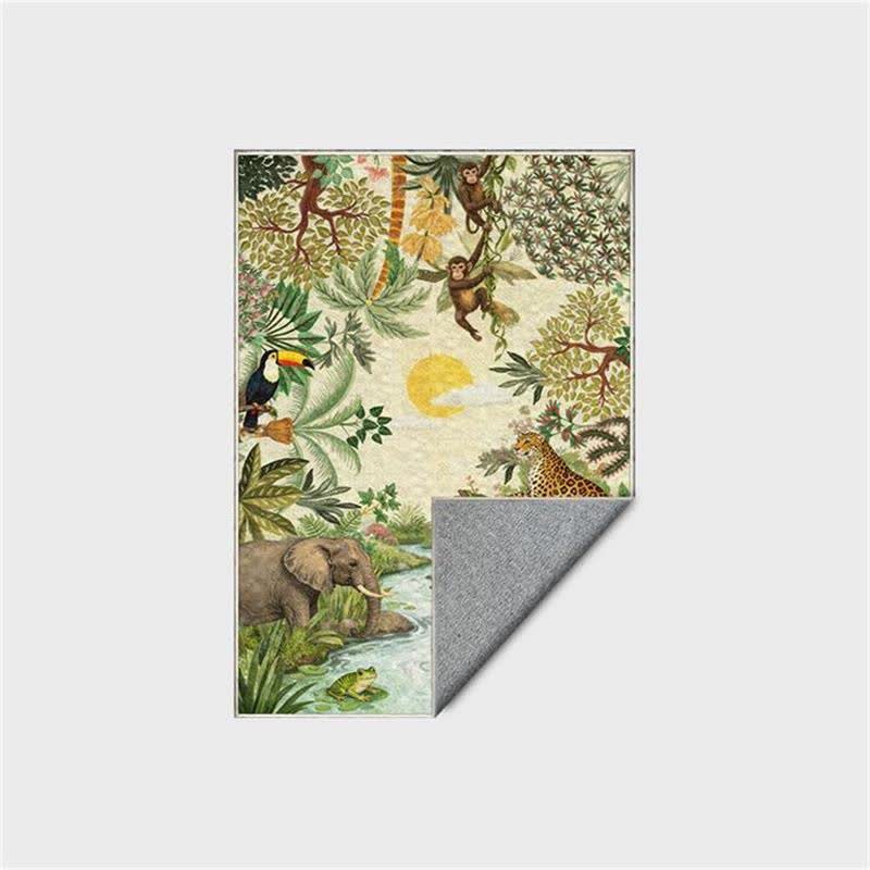 Tappeto rettangolare con scena di fauna selvatica tropicale - image 6