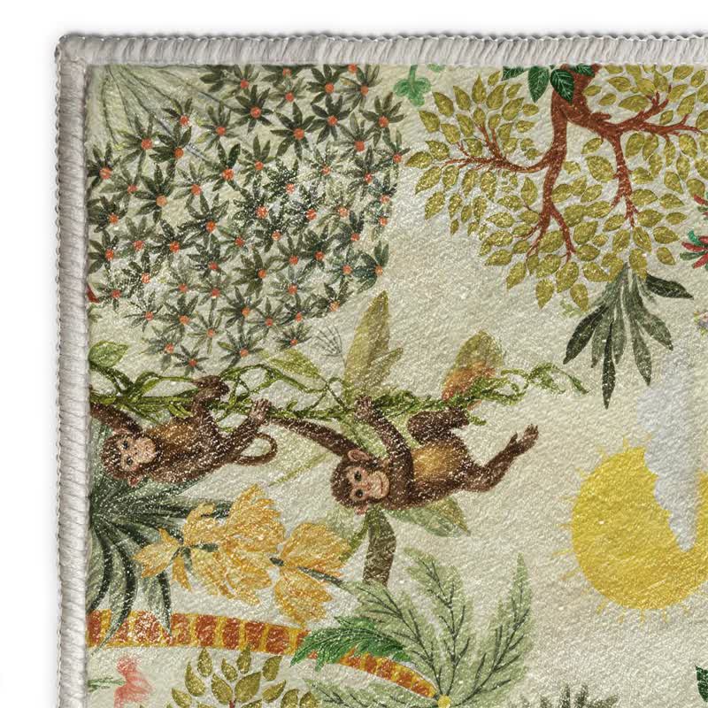 Tappeto rettangolare con scena di fauna selvatica tropicale - image 4