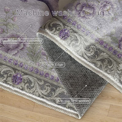 Elegante tappeto antiscivolo con motivo floreale a pavone - image 19