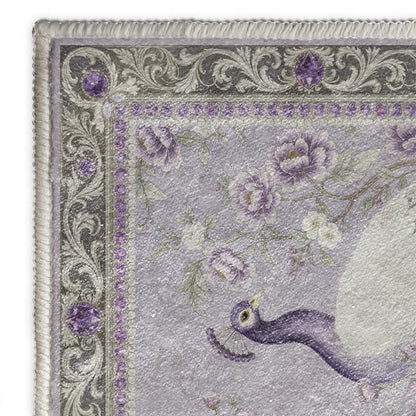 Elegante tappeto antiscivolo con motivo floreale a pavone - image 18