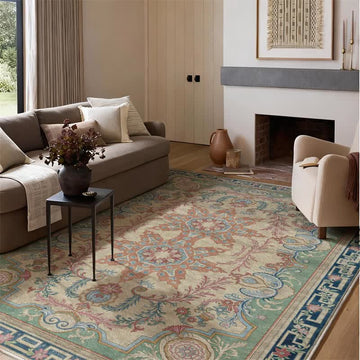 Tappeto antiscivolo con medaglione in stile palazzo retrò - 95" x 119" - image 0