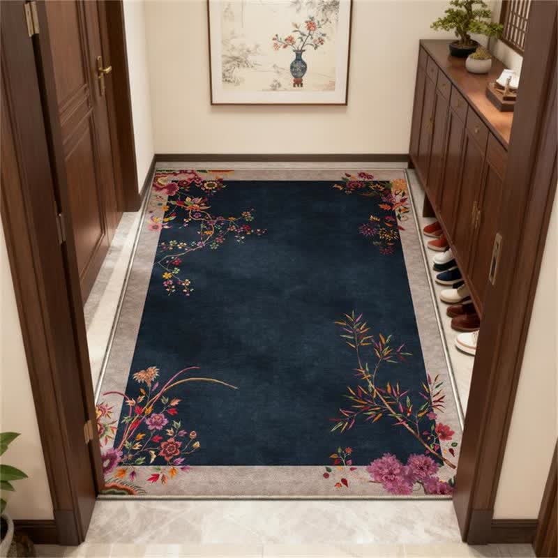 Tappeto antiscivolo con motivo floreale orientale Chinoiserie - image 1