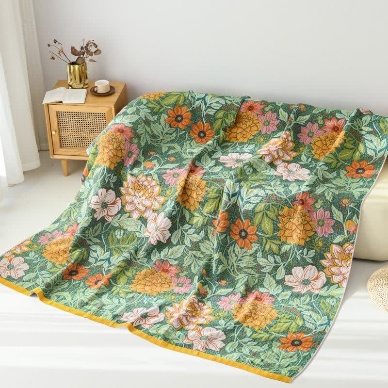 Trapunta reversibile in garza di cotone con motivo floreale Dahlia - image 3