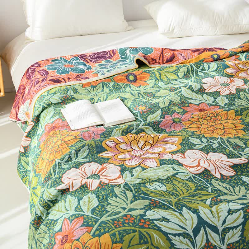 Trapunta reversibile in garza di cotone con motivo floreale Dahlia - image 2