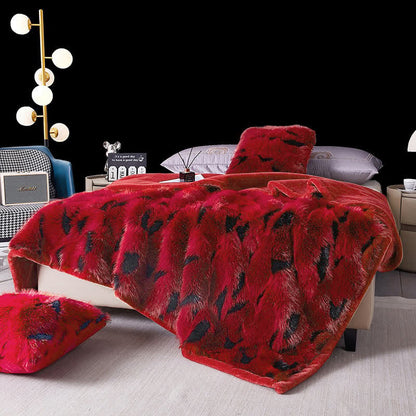 Coperta moderna in pelliccia sintetica di lusso - Rosso - Matrimoniale - image 1