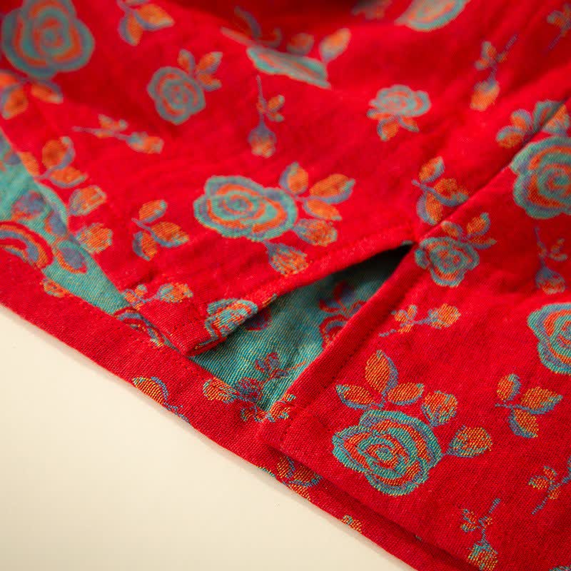 Completo da notte in cotone con rose vintage orientali - image 5