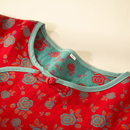 Completo da notte in cotone con rose vintage orientali - image 3