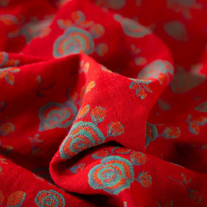 Completo da notte in cotone con rose vintage orientali - image 12