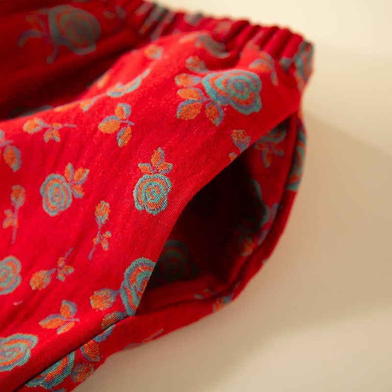Completo da notte in cotone con rose vintage orientali - image 8