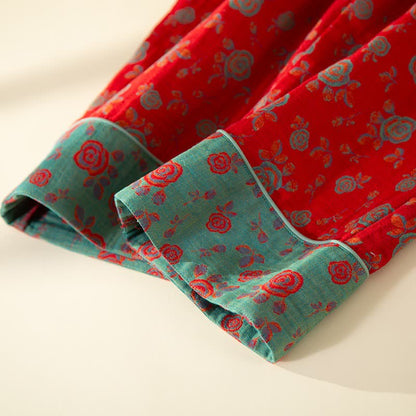 Completo da notte in cotone con rose vintage orientali - image 9