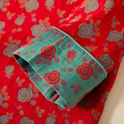 Completo da notte in cotone con rose vintage orientali - image 6