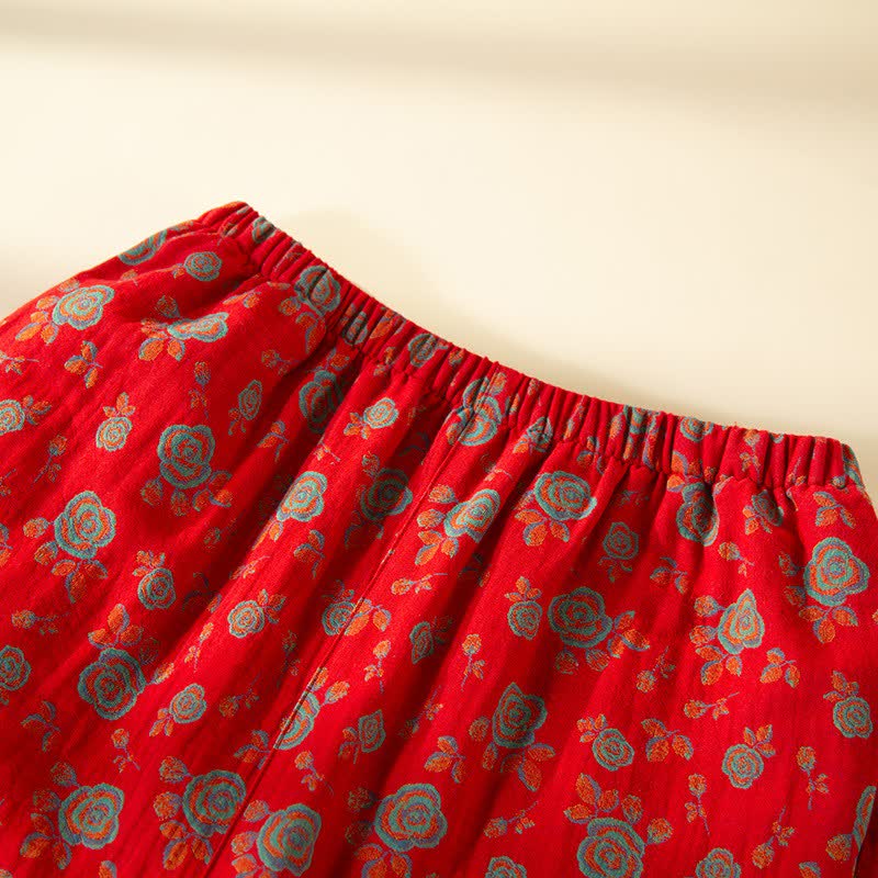Completo da notte in cotone con rose vintage orientali - image 7