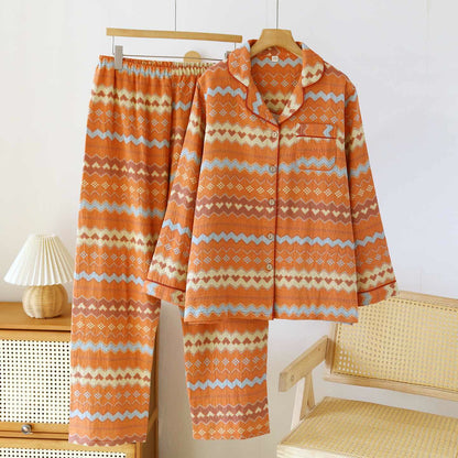 Completo da notte in cotone Vintage Wave Couple - Donne: Arancione - 2XL - image 2
