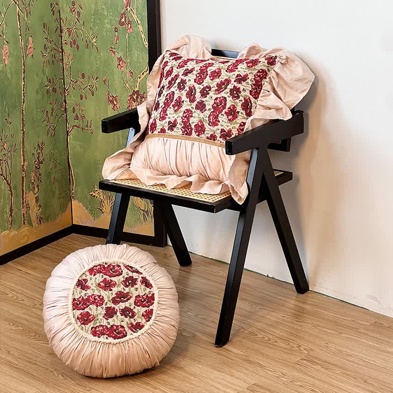 Elegante cuscino floreale con bordo arricciato - image 3