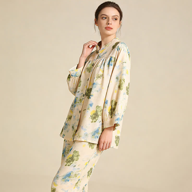 Completo da notte in cotone con stampa floreale Oriental Ink - image 2