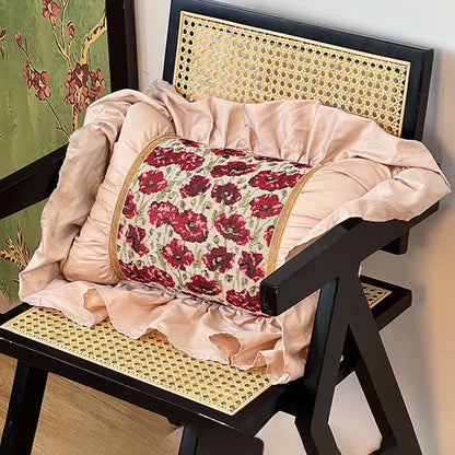 Elegante cuscino floreale con bordo arricciato - Rettangolare - 30cm x 50cm - image 8