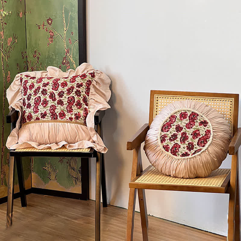 Elegante cuscino floreale con bordo arricciato - image 4