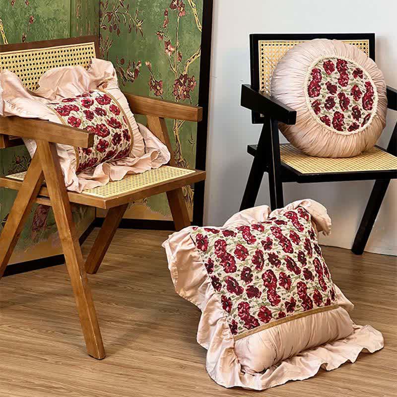 Elegante cuscino floreale con bordo arricciato - image 2