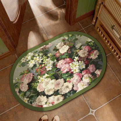 Tappetino da bagno floreale dipinto a olio - Verde scuro - 60CM X 90CM - image 0