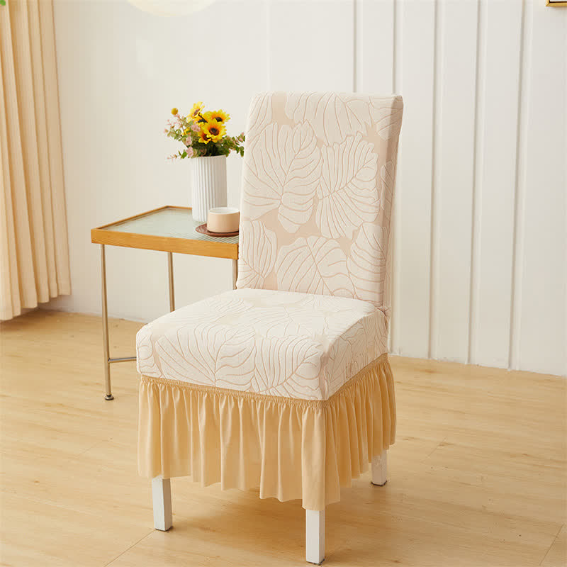 Fodera per sedia Parsons in jacquard Leaf - Beige - 6 pezzi - Taglia unica - image 4