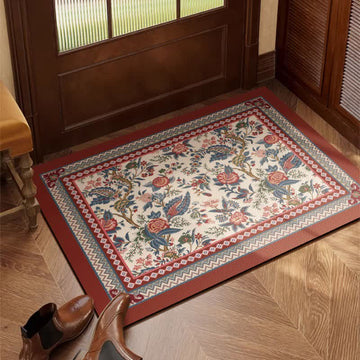 Zerbino con bordo floreale vintage - Rosso - 60CM x 120CM - image 0