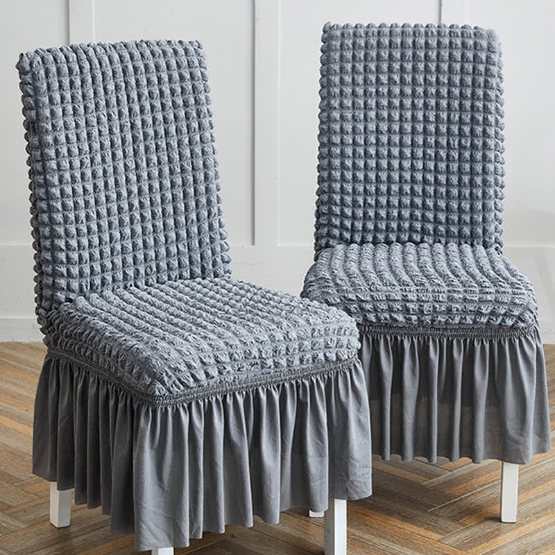 Coprisedia elasticizzato in seersucker con gonna a balze - image 19